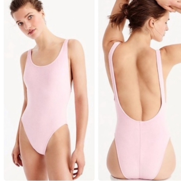 J.CREW Re-imagined Pink Plunging Scoop Back One Piece Swimsuit - Picture 1 of 9